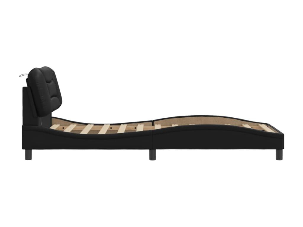 Struttura letto in similpelle nera, 90 x 190 cm