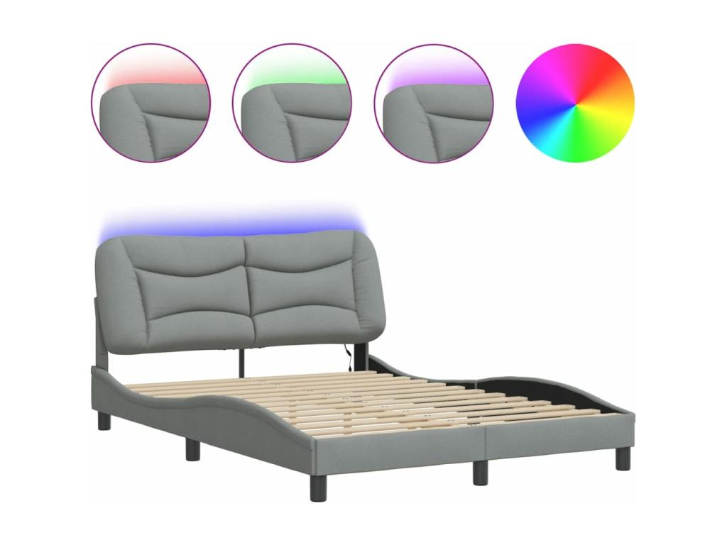 Struttura letto in tessuto grigio, 140 x 200 cm