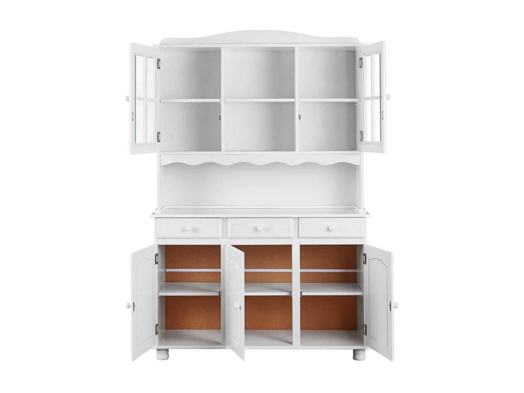 Credenza in legno massello bianco a 5 ante e 3 cassetti
