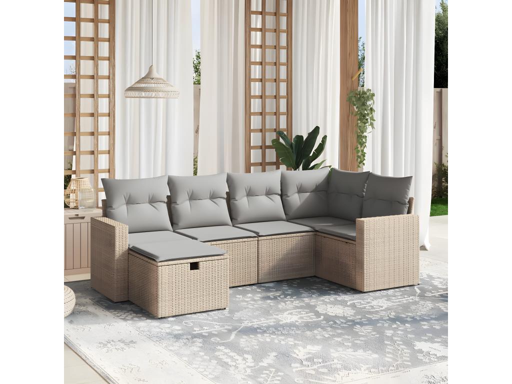 Set di mobili da esterno in vimini intrecciato in resina beige