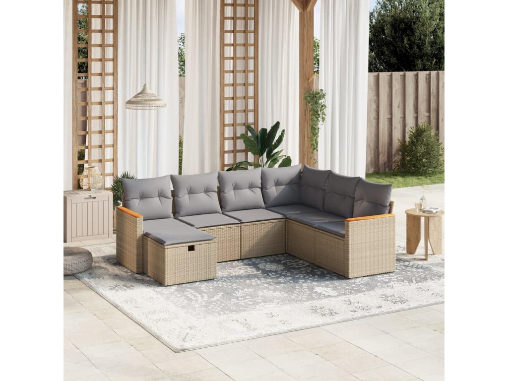 Set di mobili da esterno in vimini intrecciato in resina beige