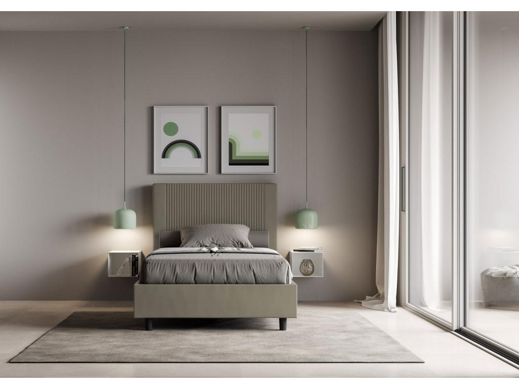 Struttura letto in similpelle marrone, 140 x 190 cm