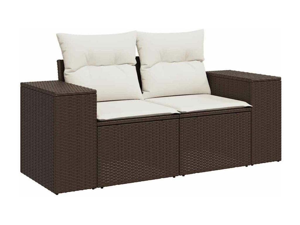 Set di mobili da esterno in vimini intrecciato in resina marrone