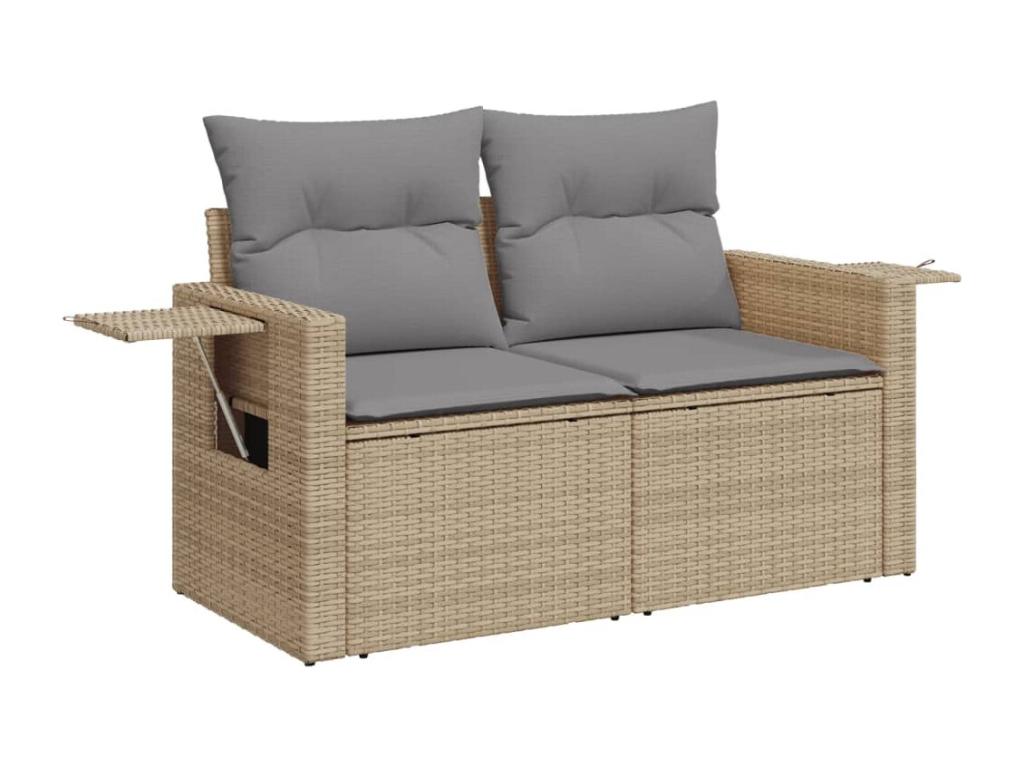 Set di mobili da esterno in vimini intrecciato in resina beige