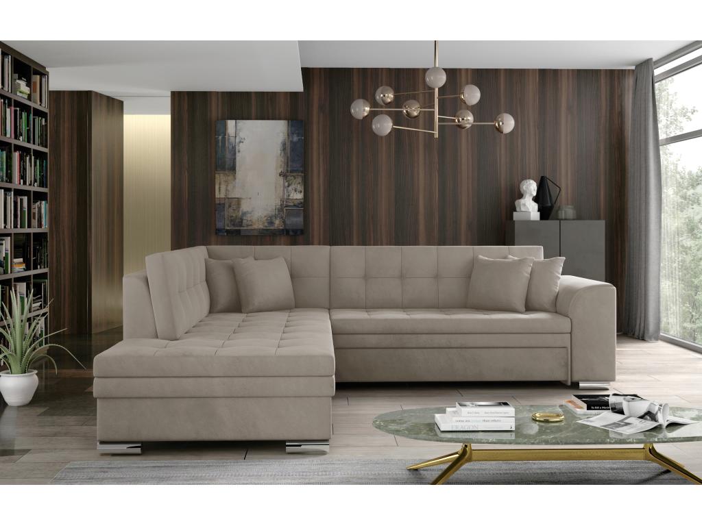 Divano letto trasformabile in velluto beige