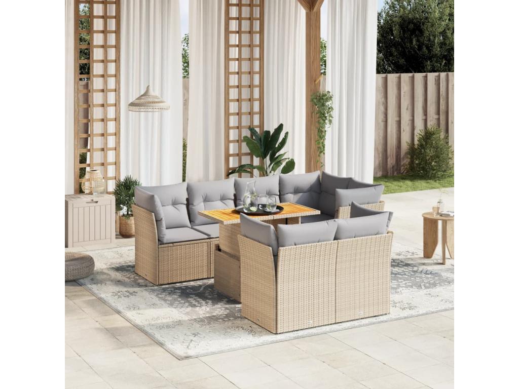 Set di mobili da esterno in vimini intrecciato in resina beige