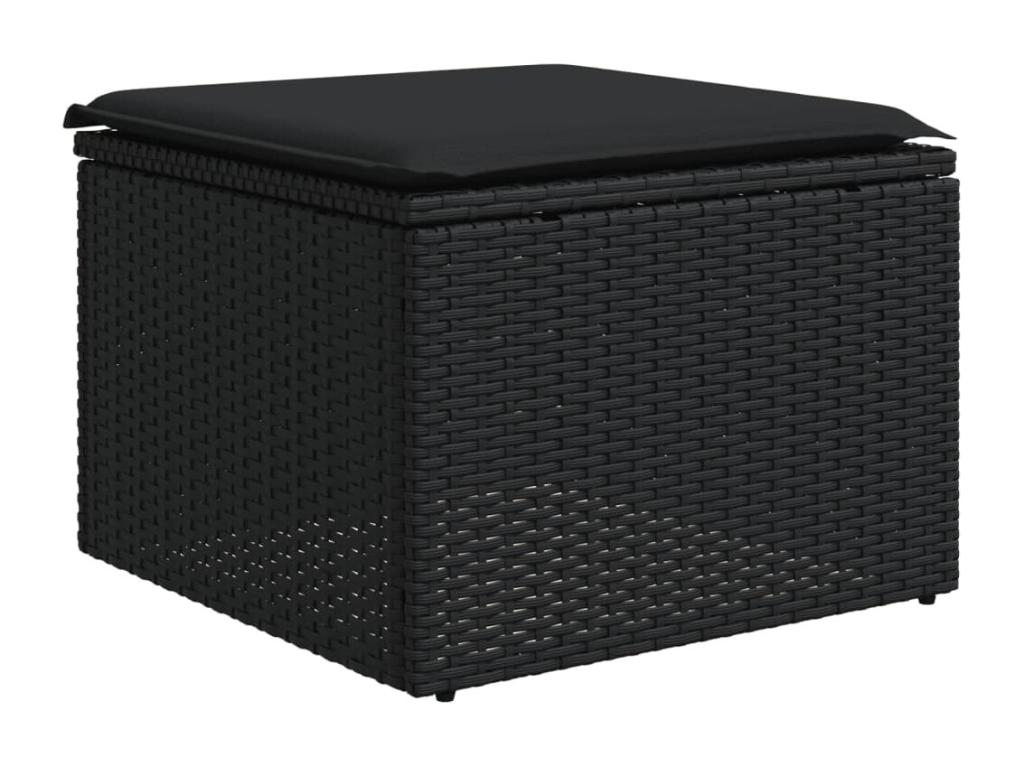 Set di mobili da esterno in vimini intrecciato in resina nera