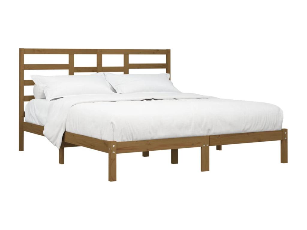 Struttura letto in legno massello marrone, 200 x 200 cm