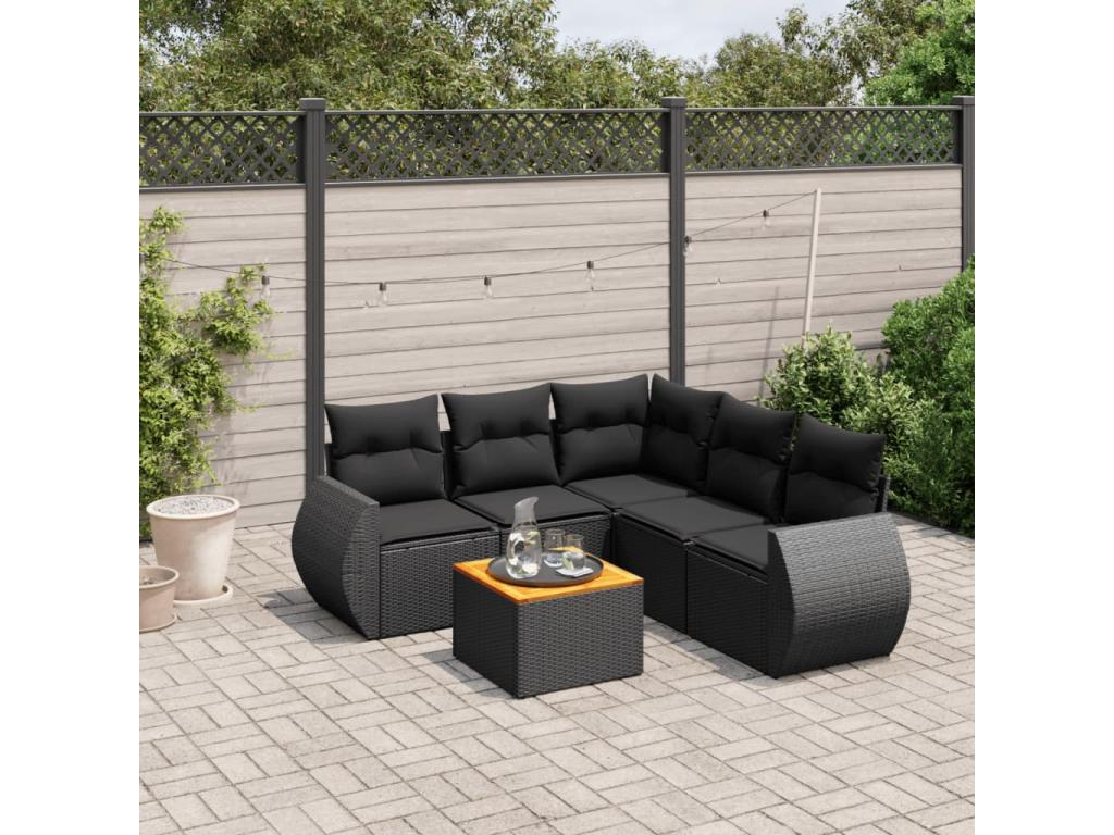 Set di mobili da esterno in vimini intrecciato in resina nera