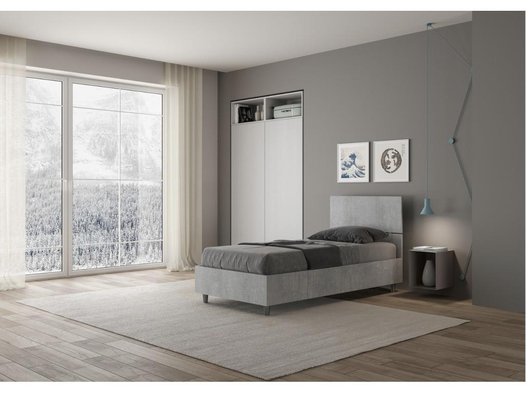 Struttura letto grigia con contenitore, 80 x 200 cm