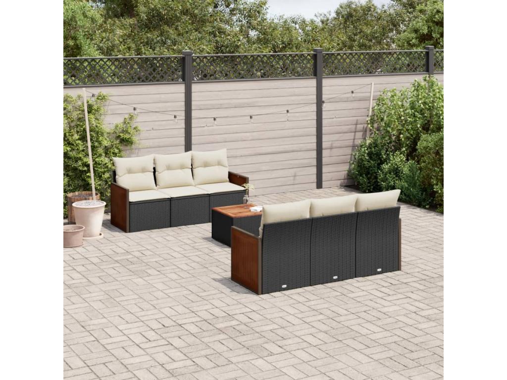 Set di mobili da esterno in vimini intrecciato in resina nera