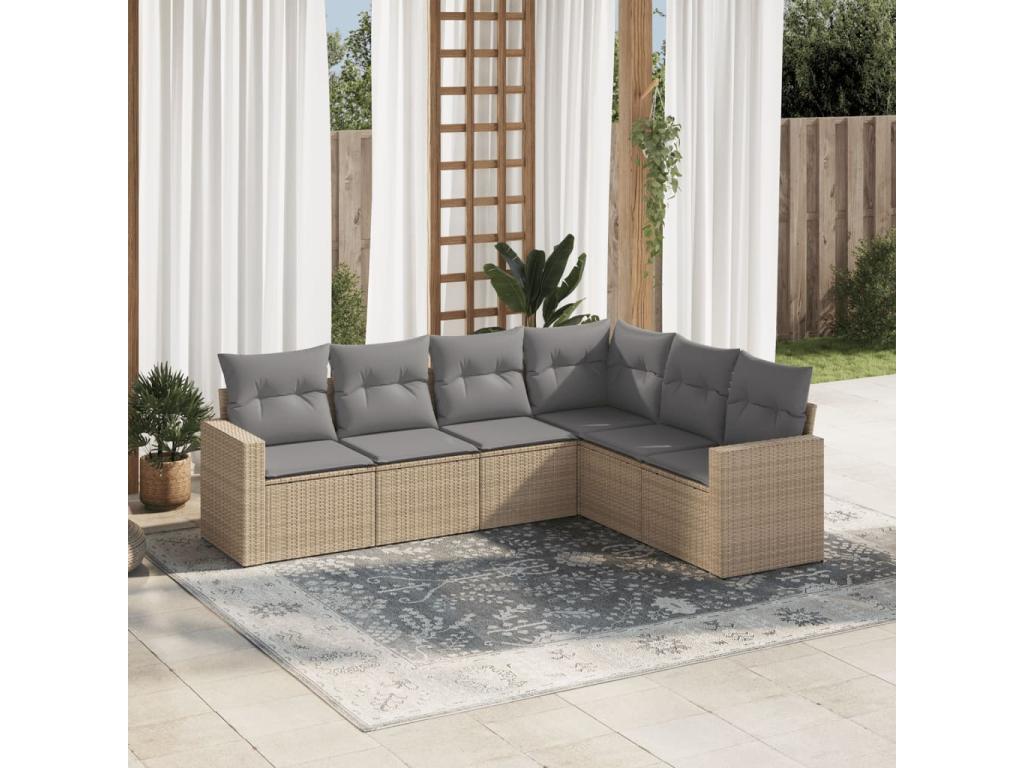 Set di mobili da esterno in vimini intrecciato in resina beige