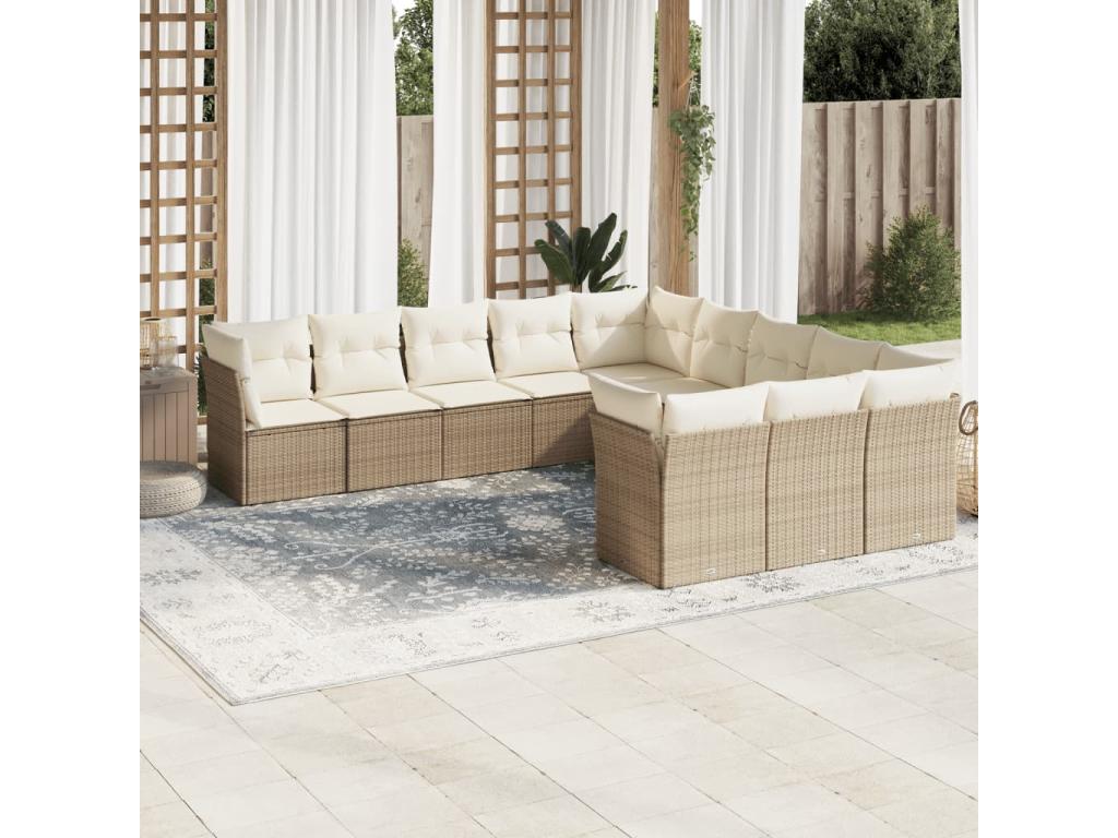 Set di mobili da esterno in vimini intrecciato in resina beige