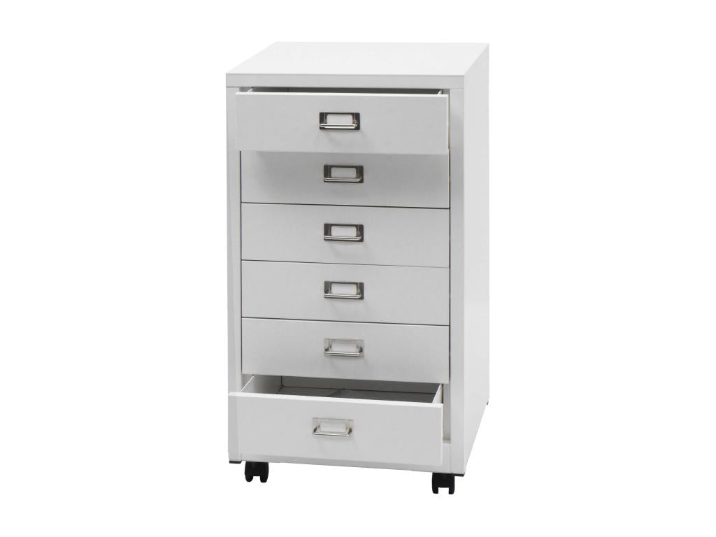 Armadio in metallo bianco a 6 cassetti, 75 x 40 x 41 cm