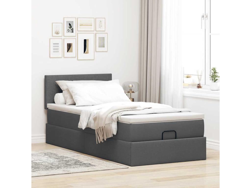 Struttura letto in tessuto grigio, 80 x 200 cm