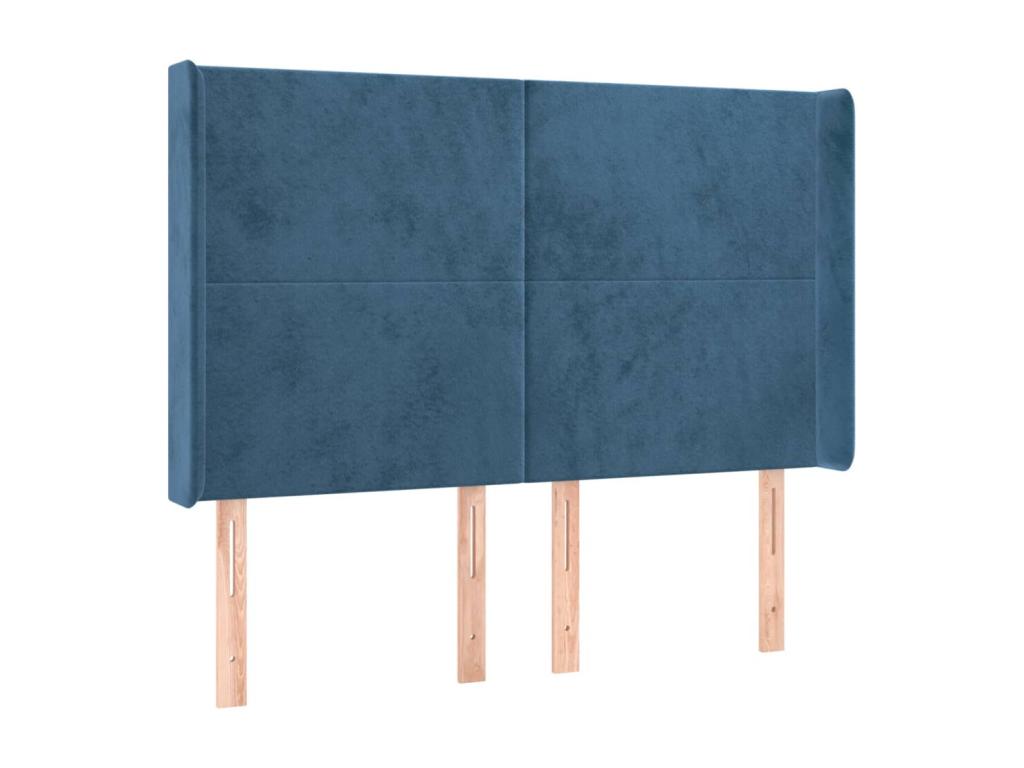 Struttura letto in velluto blu, 147 x 16 x 118 cm