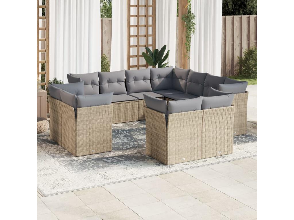 Set di mobili da esterno in vimini intrecciato in resina beige