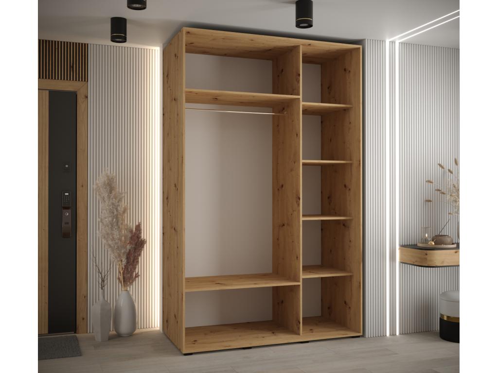 Armadio nero a 3 ante, 150 x 60 x 235,2 cm