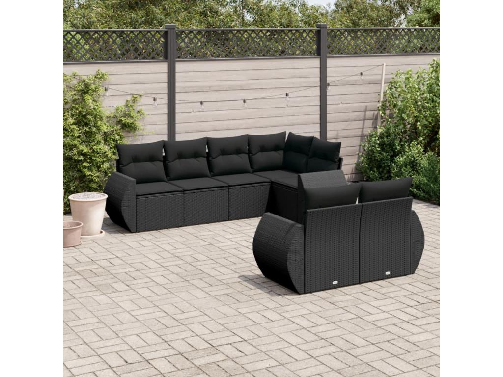 Set di mobili da esterno in vimini intrecciato in resina nera