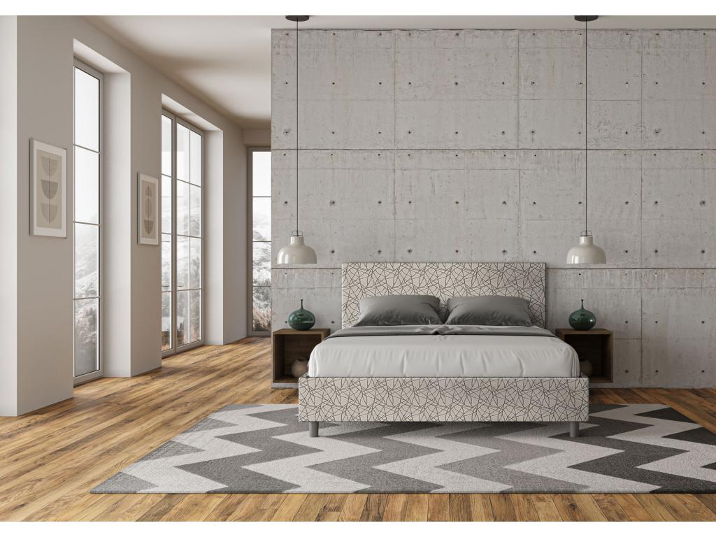 Struttura letto in tessuto grigio, 160 x 210 cm