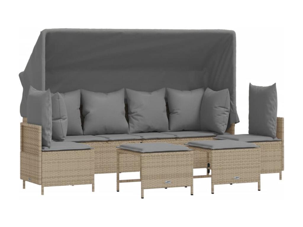 Set di mobili da esterno in vimini intrecciato in resina beige