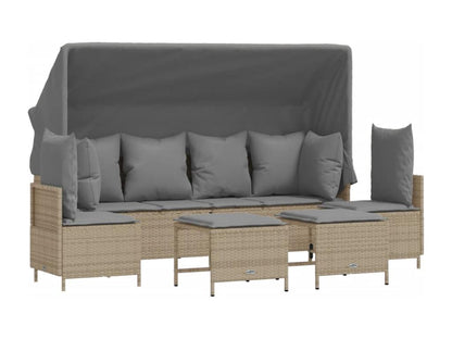 Set di mobili da esterno in vimini intrecciato in resina beige
