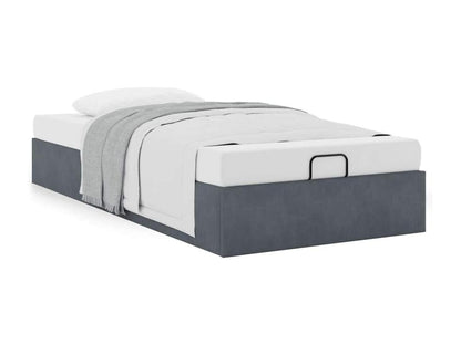 Struttura letto in velluto grigio, 100 x 200 cm