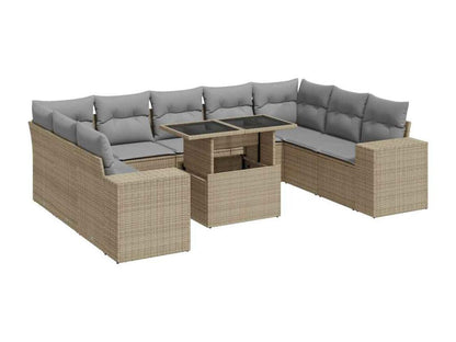 Set di mobili da esterno in vimini intrecciato in resina beige