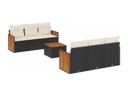 Set di mobili da esterno in vimini intrecciato in resina nera