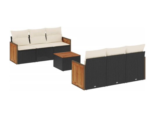 Set di mobili da esterno in vimini intrecciato in resina nera