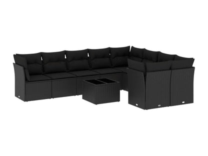 Set di mobili da esterno in vimini intrecciato in resina nera