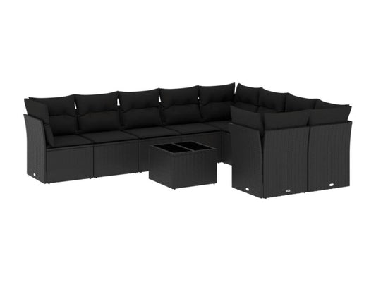 Set di mobili da esterno in vimini intrecciato in resina nera