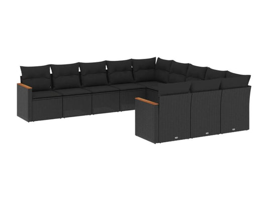 Set di mobili da esterno in vimini intrecciato in resina nera