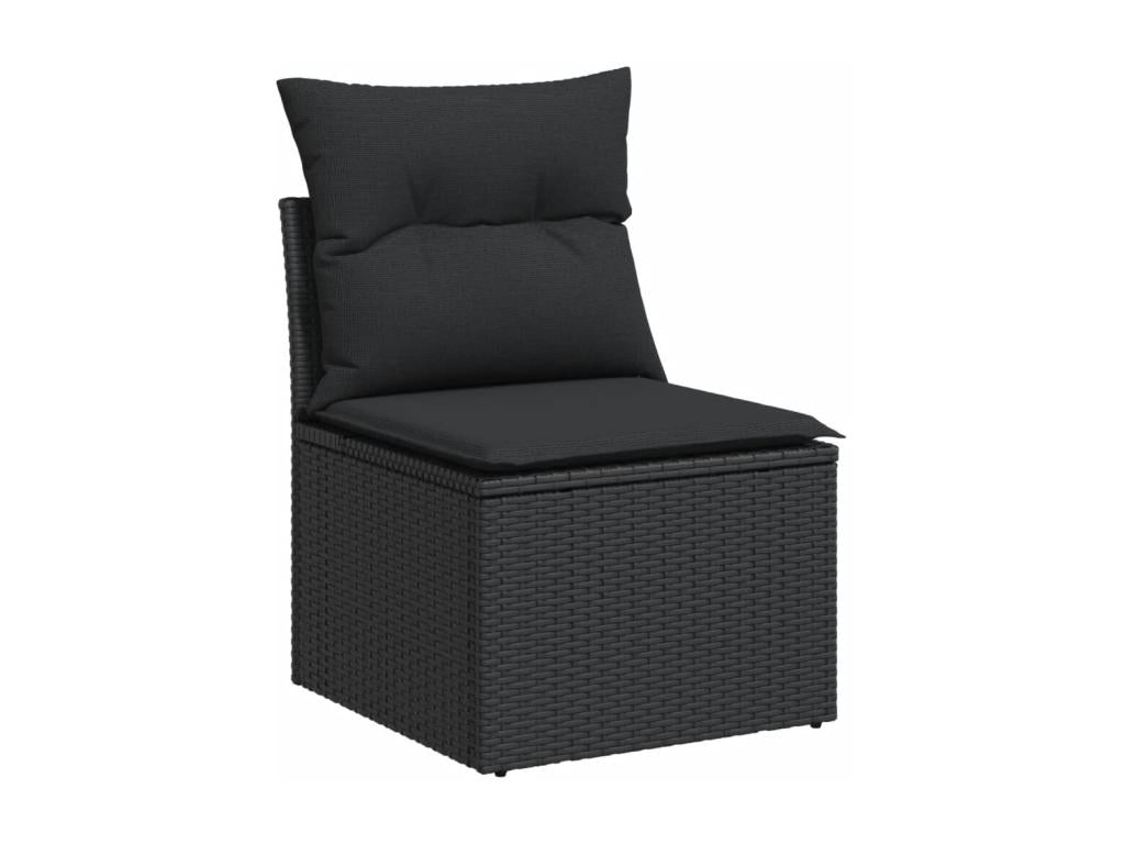 Set di mobili da esterno in vimini intrecciato in resina nera