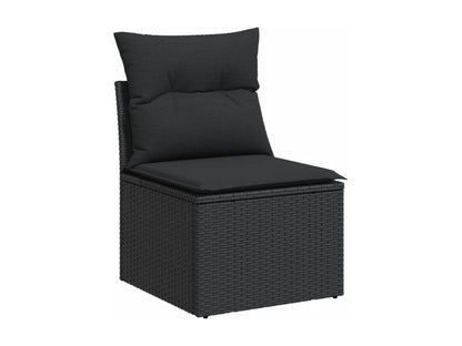 Set di mobili da esterno in vimini intrecciato in resina nera