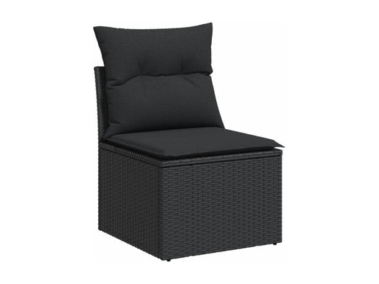 Set di mobili da esterno in vimini intrecciato in resina nera