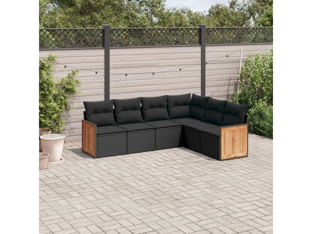 Set di mobili da esterno in vimini intrecciato in resina nera