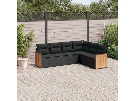 Set di mobili da esterno in vimini intrecciato in resina nera