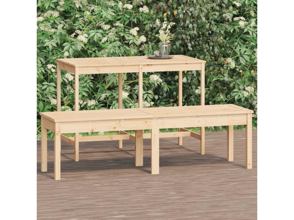 Panca in legno massello naturale, 159,5 x 44 x 45 cm