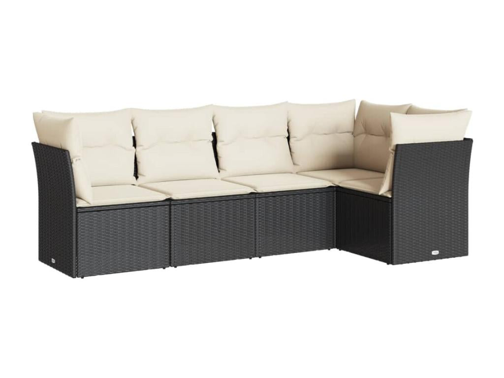 Set di mobili da esterno in vimini intrecciato in resina nera