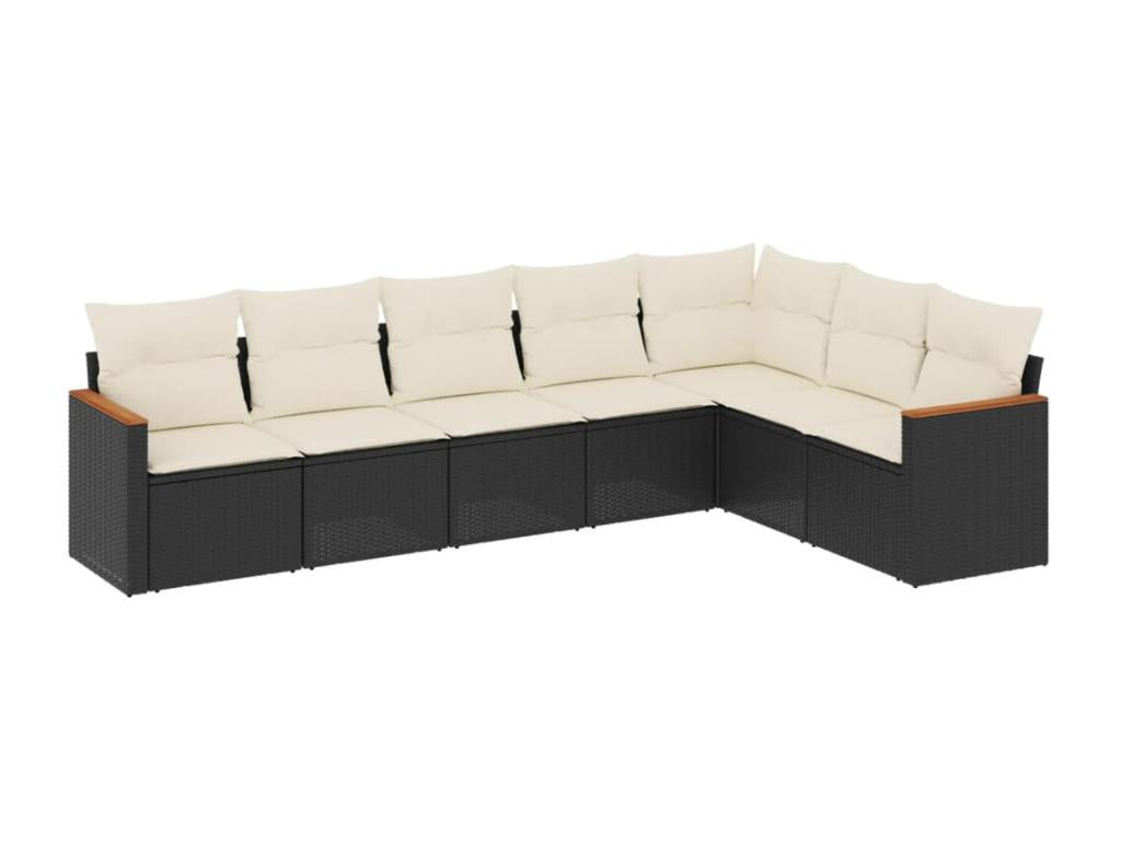 Set di mobili da esterno in vimini intrecciato in resina nera