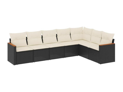 Set di mobili da esterno in vimini intrecciato in resina nera