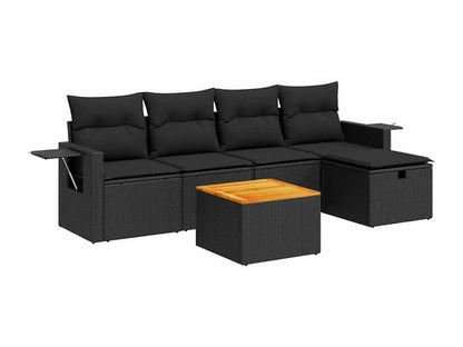 Set di mobili da esterno in vimini intrecciato in resina nera