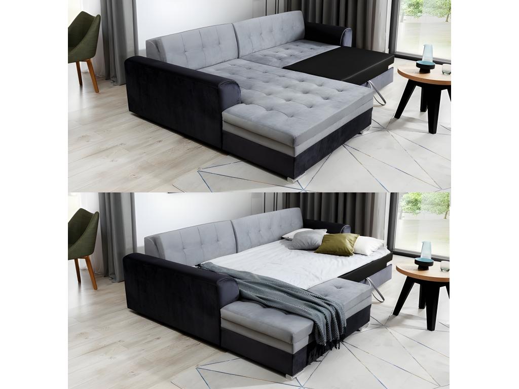 Divano letto trasformabile in velluto marrone