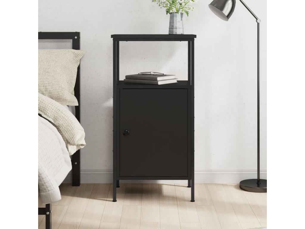 Tavolo in legno ingegnerizzato nero, 41 x 31 x 80 cm