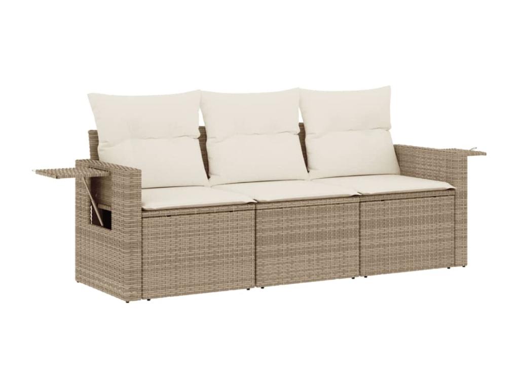 Set di mobili da esterno in vimini intrecciato in resina beige