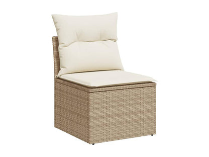 Set di mobili da esterno in vimini intrecciato in resina beige