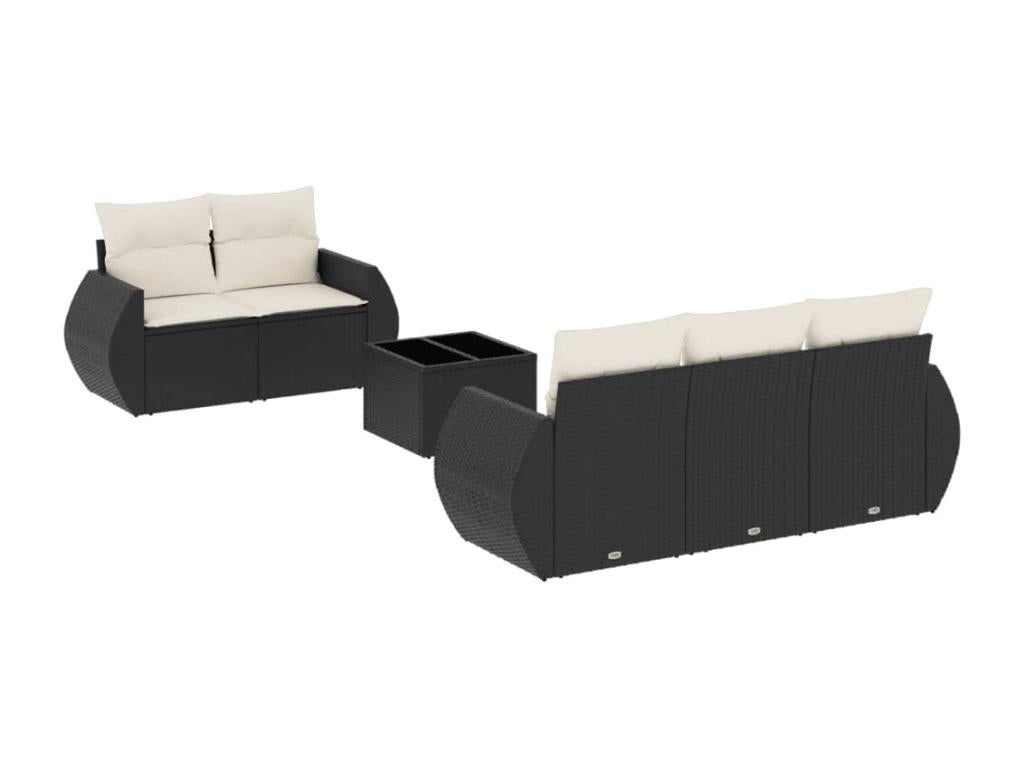 Set di mobili da esterno in vimini intrecciato in resina nera
