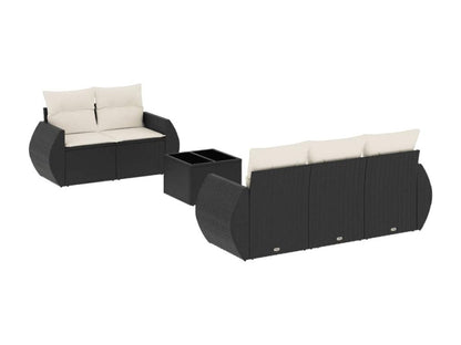 Set di mobili da esterno in vimini intrecciato in resina nera