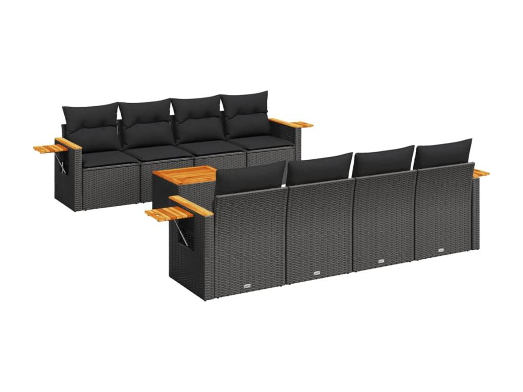 Set di mobili da esterno in vimini intrecciato in resina nera